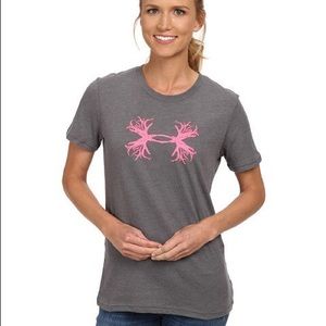 Under armour tshirt pink hunt antler on gray